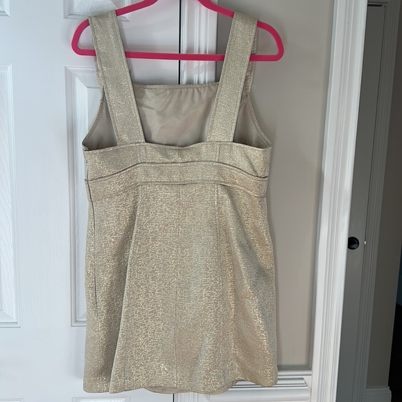 NWT BEBE GOLD SLIM OVERALL BUTTON DRESS SZ L - Picture 4 of 5